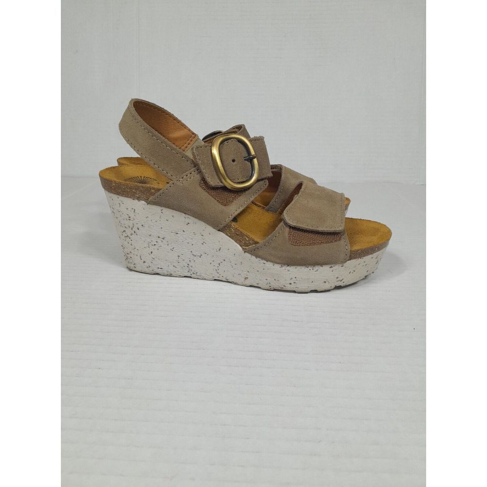 Otbt Platform Sandals Beige Suede Peasant Wedge Shoe Sandal Women Sz 6 Greige - Picture 8 of 14